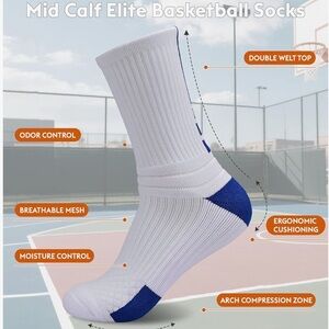 White & Blue Men's Crew Athletic Socks